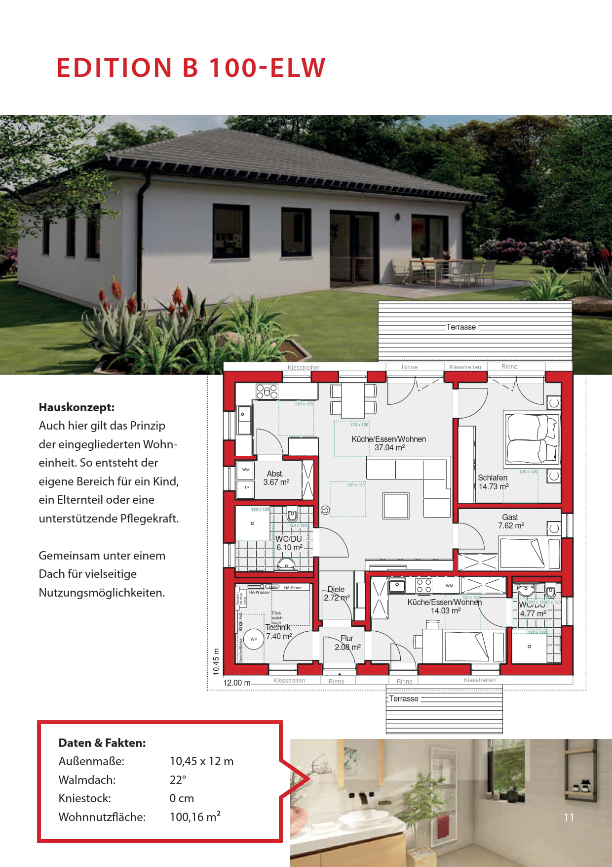 WOLF-Haus Tiny Bungalow Edition B 100 mit Einliegerwohnung